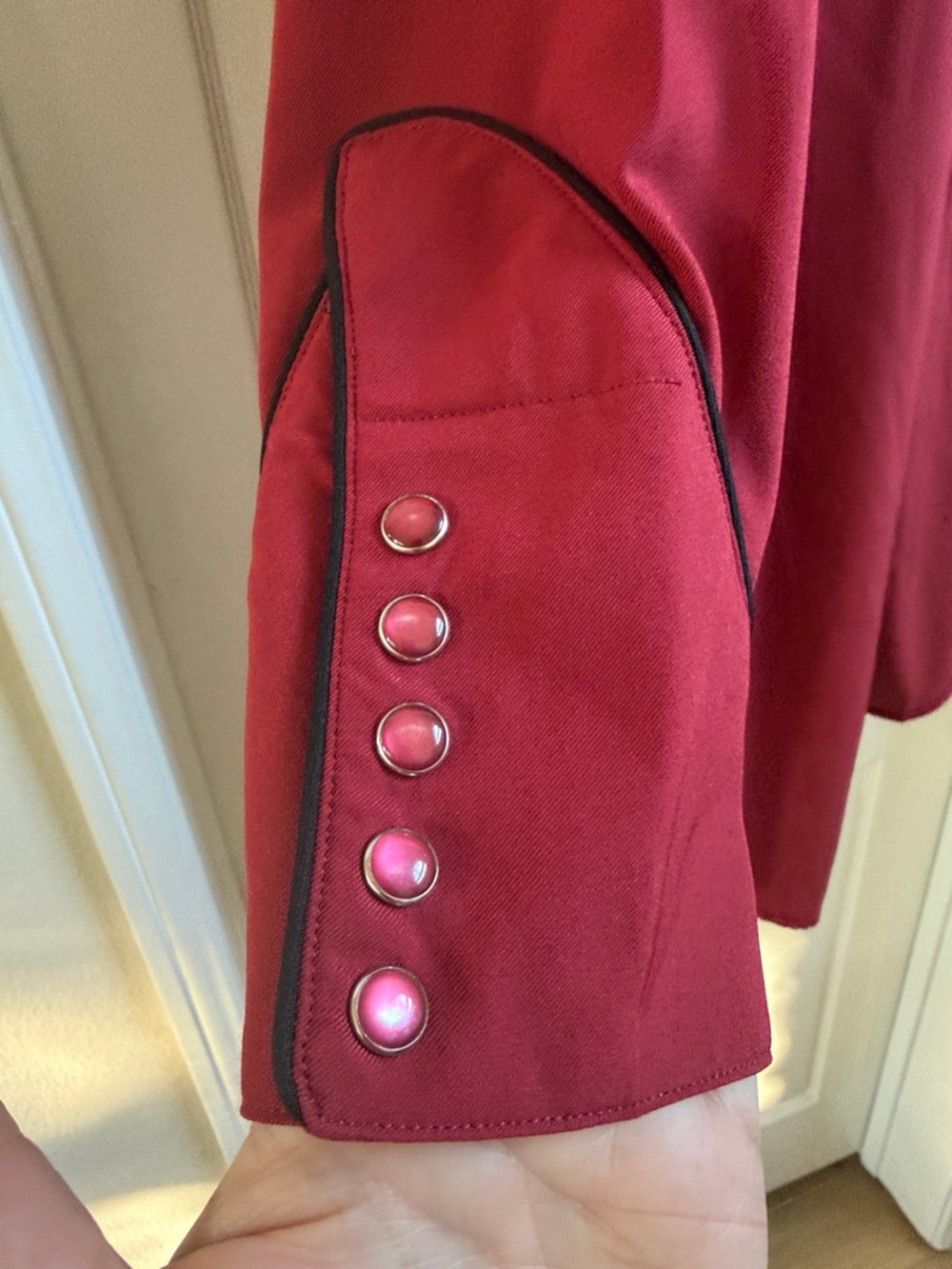 Western-Style Button Dress Shirt with Black Embroidery - Picture 3 of 5